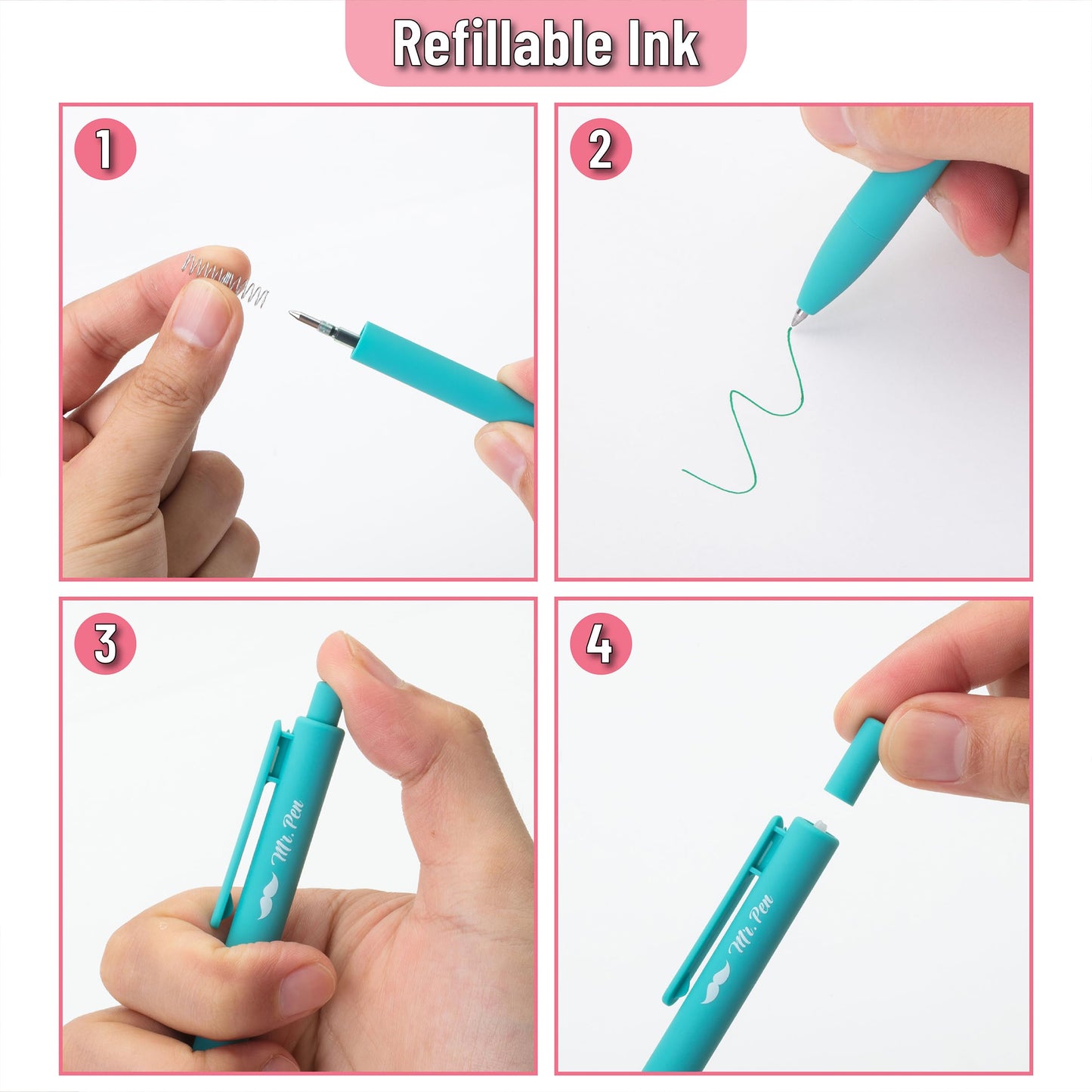 Mr. Pen- Retractable Gel Pens, 12 Pack, Blue Ink, Fine Point 0.5mm