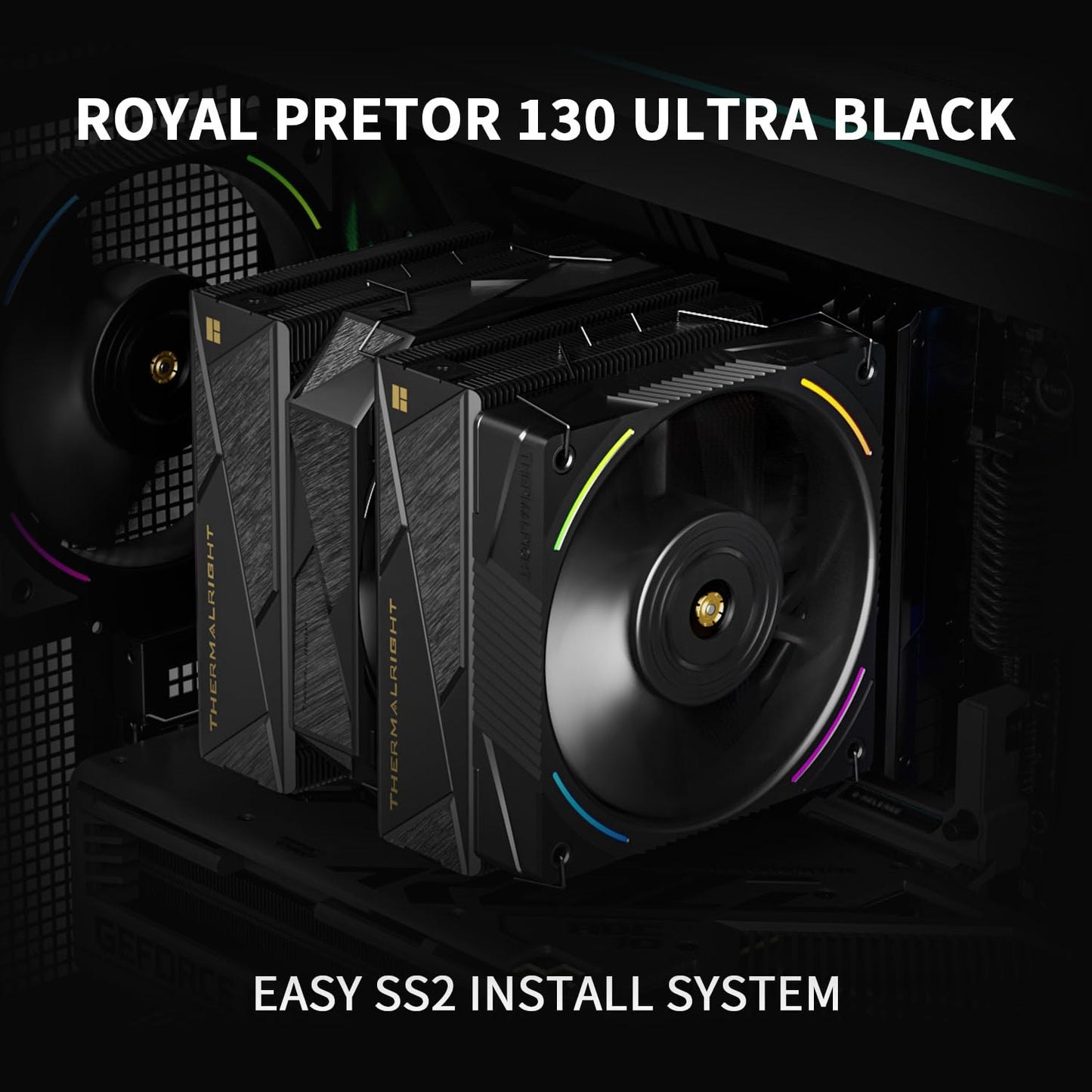 Thermalright Royal Pretor 130 Ultra Black CPU Cooler, 7 Heat Pipes Heatsink CPU Cooling, Black Brushed Top Cover, for Intel