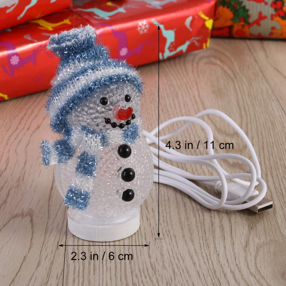 Uonlytech 2pcs LED Christmas Lights Light Up Snowman Ornaments with Hat USB Charging RGB Color Changing Night Light Christmas Table Centerpiece