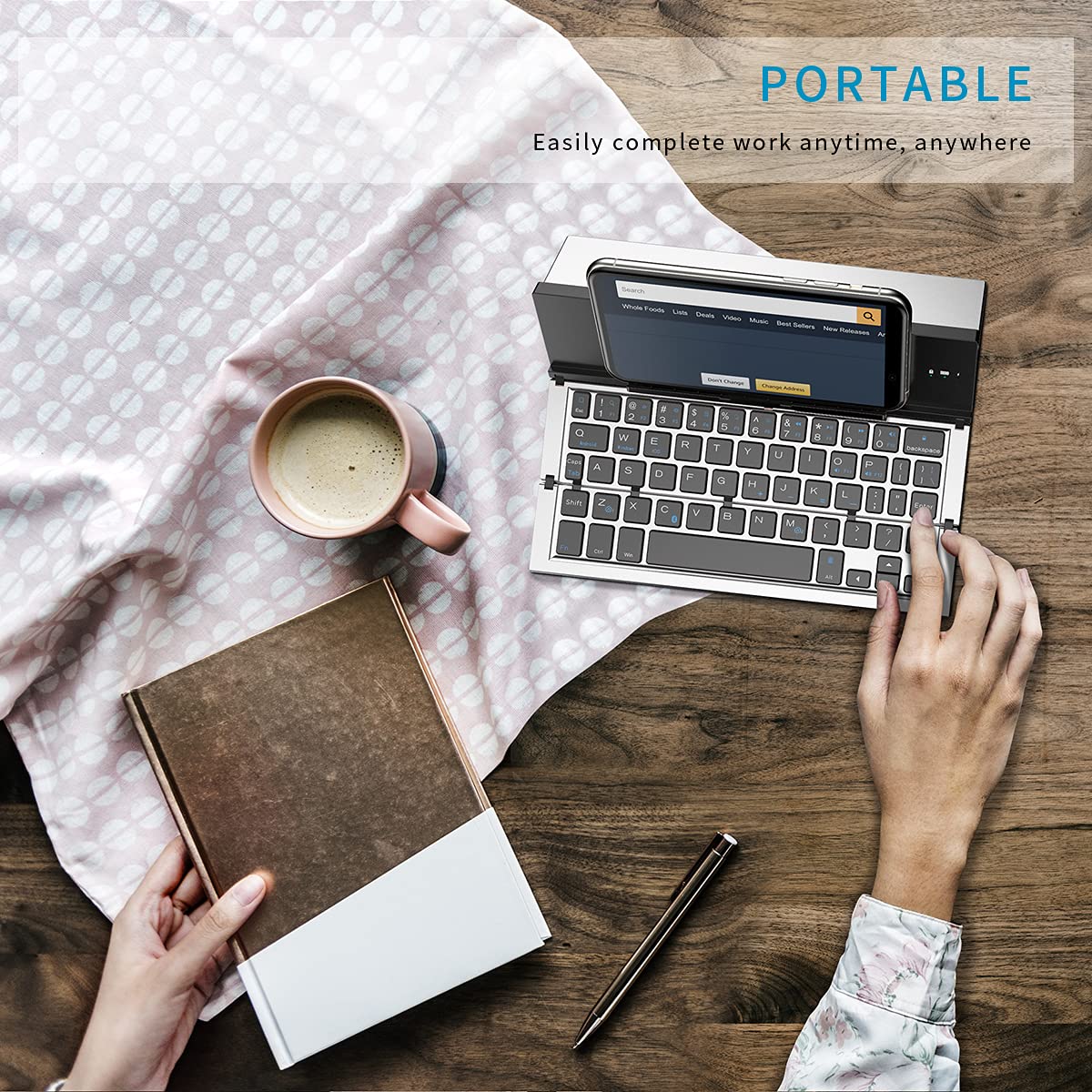 Geyes Bluetooth Keyboard Foldable, Portable Folding Wireless Keyboard with Portable Pocket Size, Aluminum Alloy Housing for iPhone,iPad