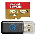 Sandisk MicroSDXC Extreme 512GB Memory Card for Tablets Compatible with Samsung Galaxy Tab S9 FE and FE+ (SDSQXAV-512G-GN6MN) U3 V30 Bundle with 1