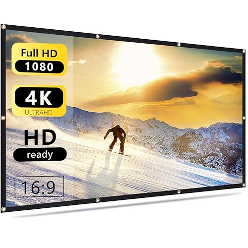 Jscreen 60 inch Projector Screen 16:9 HD Foldable Anti-Crease Portable Projection Movies Screen for Home Theater Outdoor Indoor Support Double Sided