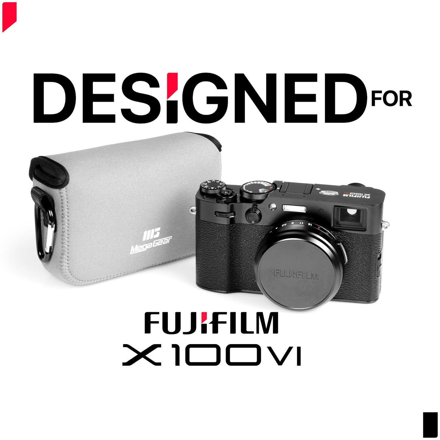 MegaGear Neoprene Camera Case for Fujifilm X100VI - Stylish and Protective Digital Photography Bag - Black