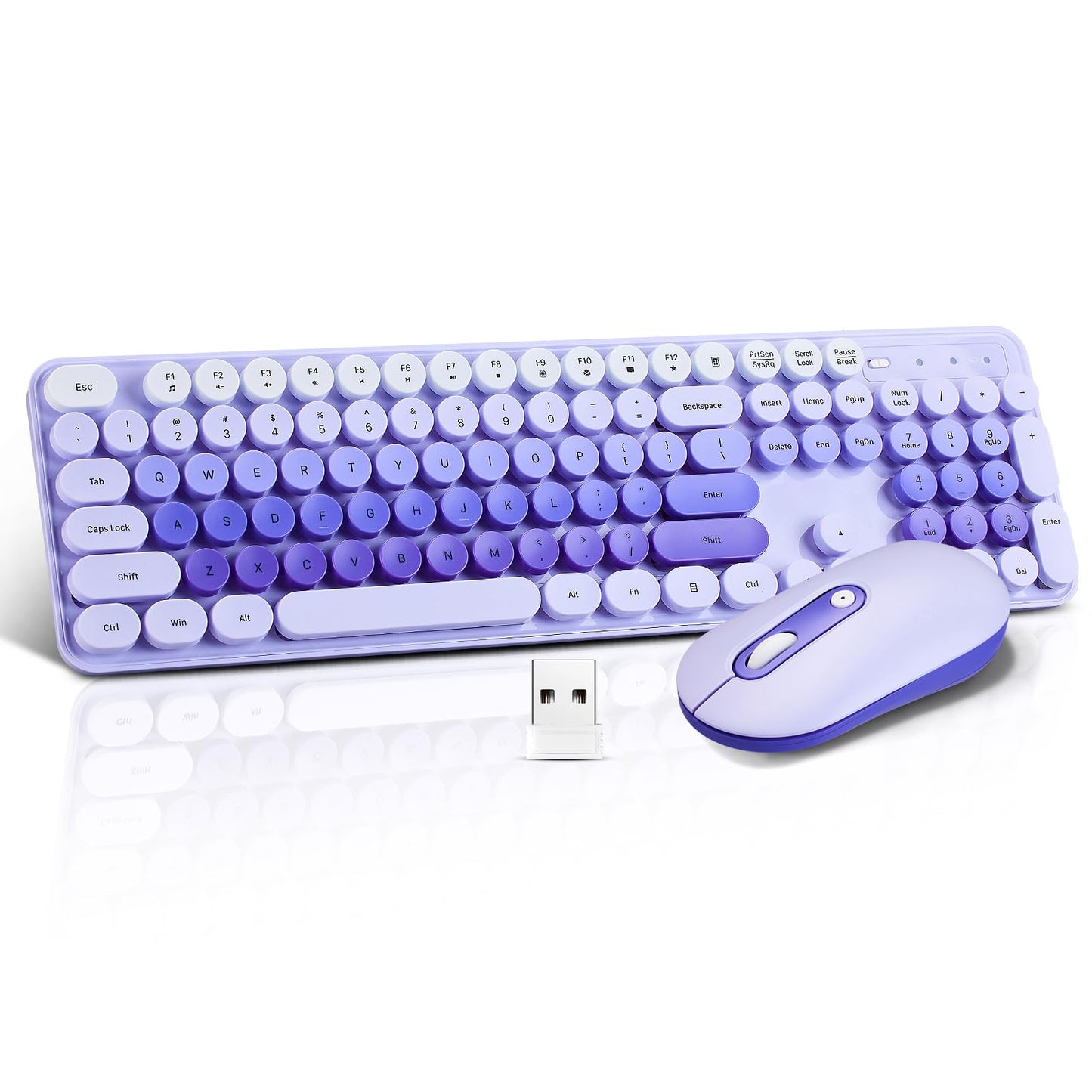 Wireless Keyboard and Mouse Combo, Full Size Compact Quiet Wireless Keyboard and Mouse Set 2.4G Ultra-Thin Sleek Design for Windows, Desktop, PC