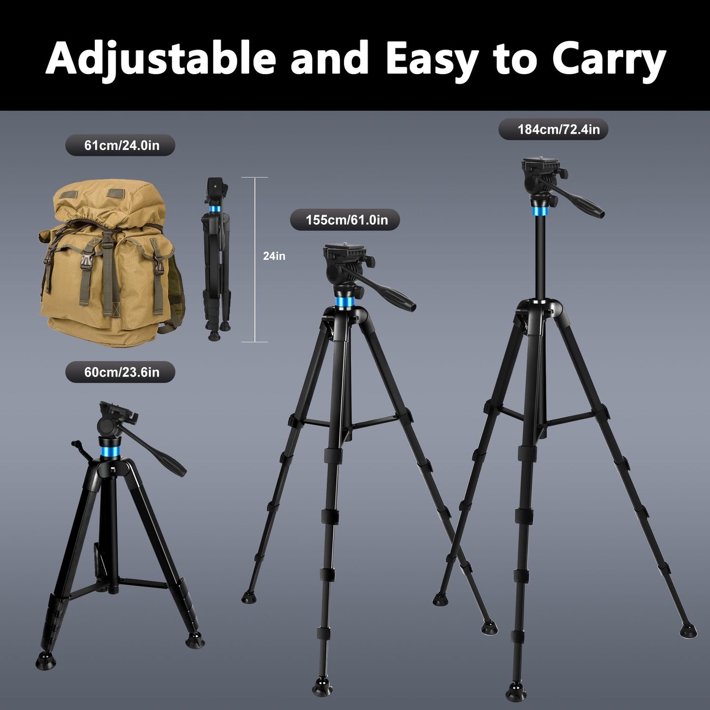 72.4 inch Spotting Scope and Binoculars Heavy Duty Tripod, Shooting Hunting Rest V Yoke Stand with Binoculars Adapter, Compatible