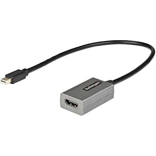 StarTech.com Mini DisplayPort To HDMI Adapter 1080p - mDP 1.2 To HDMI Monitor/Display - Mini DP To HDMI Adapter Dongle Converter - 12" Attached Cable
