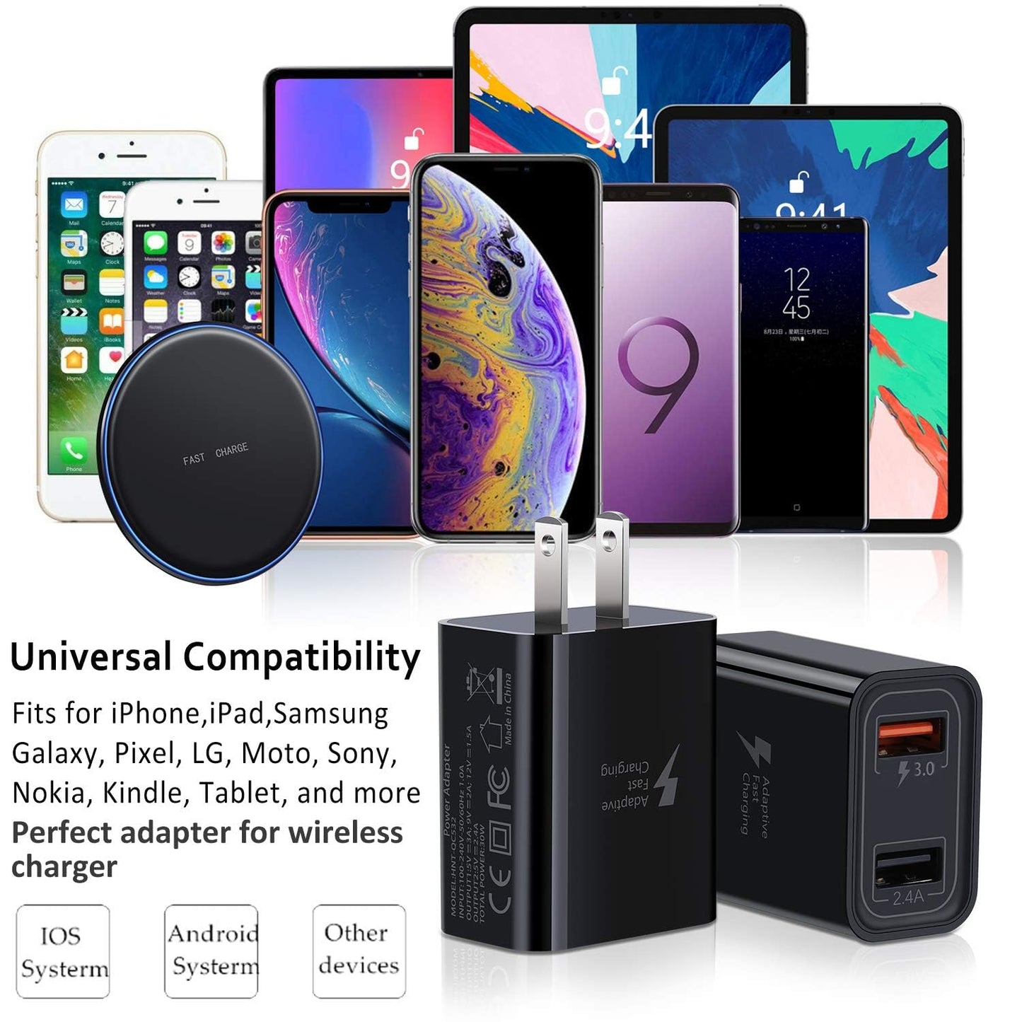USB Plug, Dual USB Wall Charger 4 Pack, 30W 2-Port Fast Charger Block,Quick Charge 3.0 Charging Block Cube for iPhone 16 15 14 13 12 11 X,iPad,Samsung