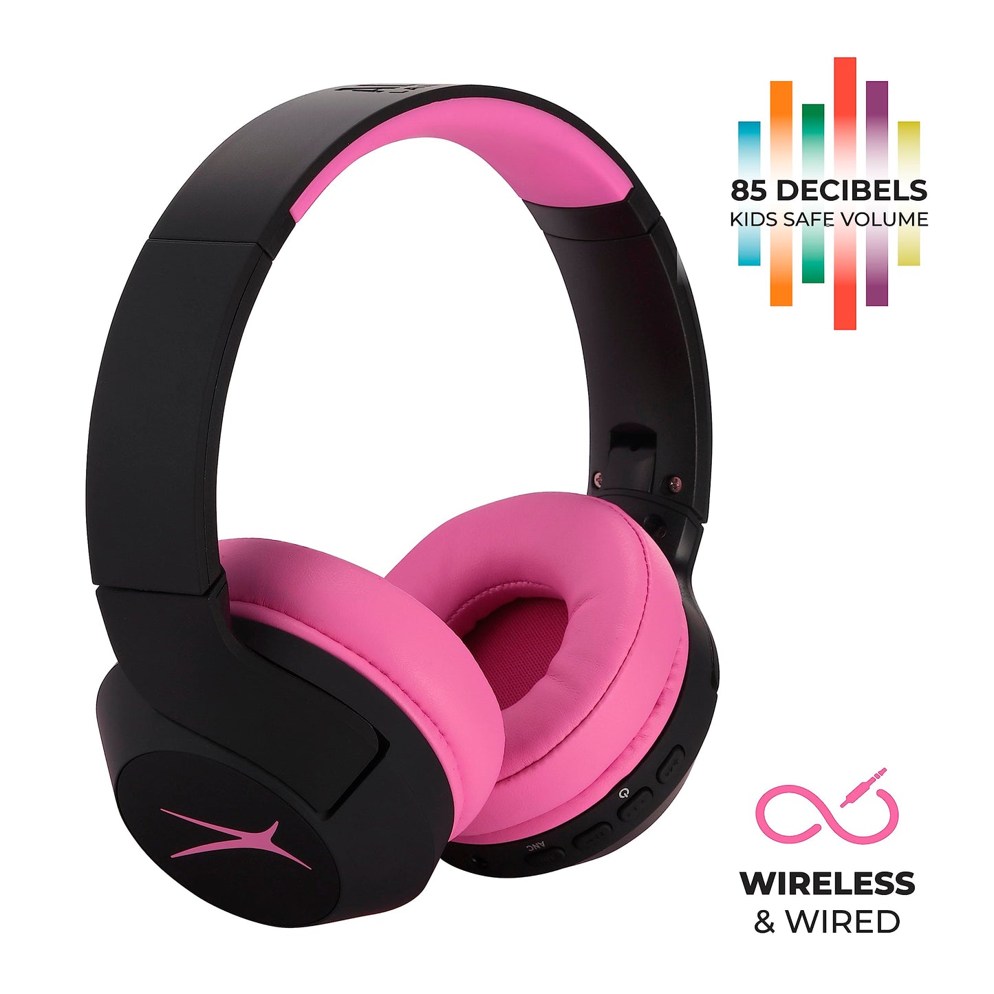 Altec Lansing Kid Safe Noise Cancelling Wireless Headphones 15H Battery, 85dB Volume Limit, Foldable Design Powerful Sound, Active Noise Cancellation