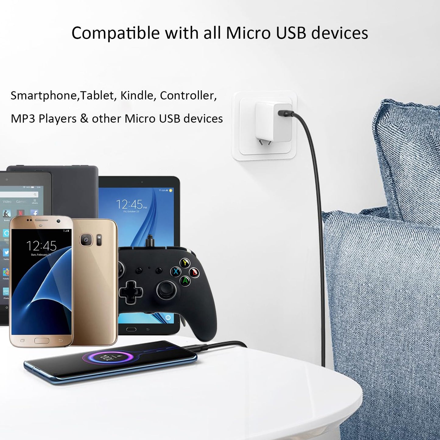 Pocxwa USB-A to Micro USB Charging Cable, 480Mbps Data Sync, USB 2.0 Fast Charger Cord 3.3Ft Compatible with Samsung LG Sony Moto Nokia Old Android