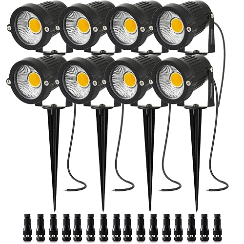 AHSELLUS Low Voltage Landscape Lights 5W 500LM 12V 24V Outdoor LED Landscape Lighting 3000K Warm White IP66 Waterproof Garden Pathway Lights Yard Lawn