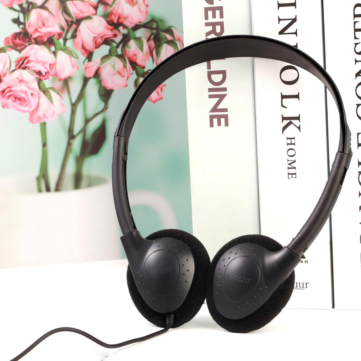 OSSZIT 30 Pack Class Set Headphones for Kids Students School Classroom Headphones Bulk Earphones Adjustable with 3.5 mm Jack for Library Children