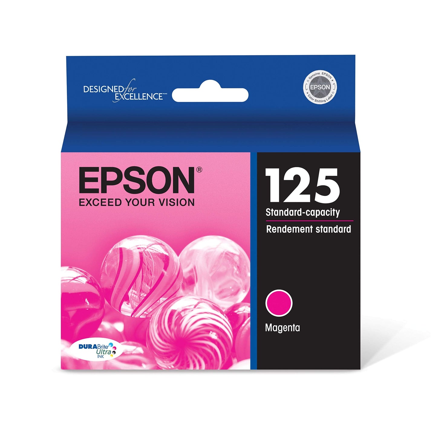 Epson 125 DURABrite Ultra Ink Standard Capacity Magenta Cartridge (T125320-S) Works with Stylus NX-125, 127, 130, 230, 420, 530, 625, Workforce