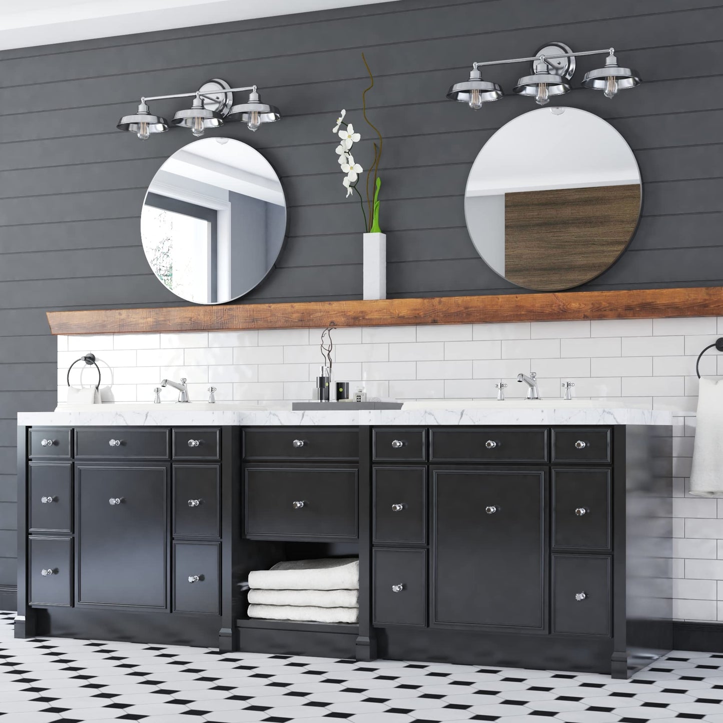 Prominence Home Lyndan 3 Light Brushed Nickel Industrial Bathroom Vanity - 51555-01