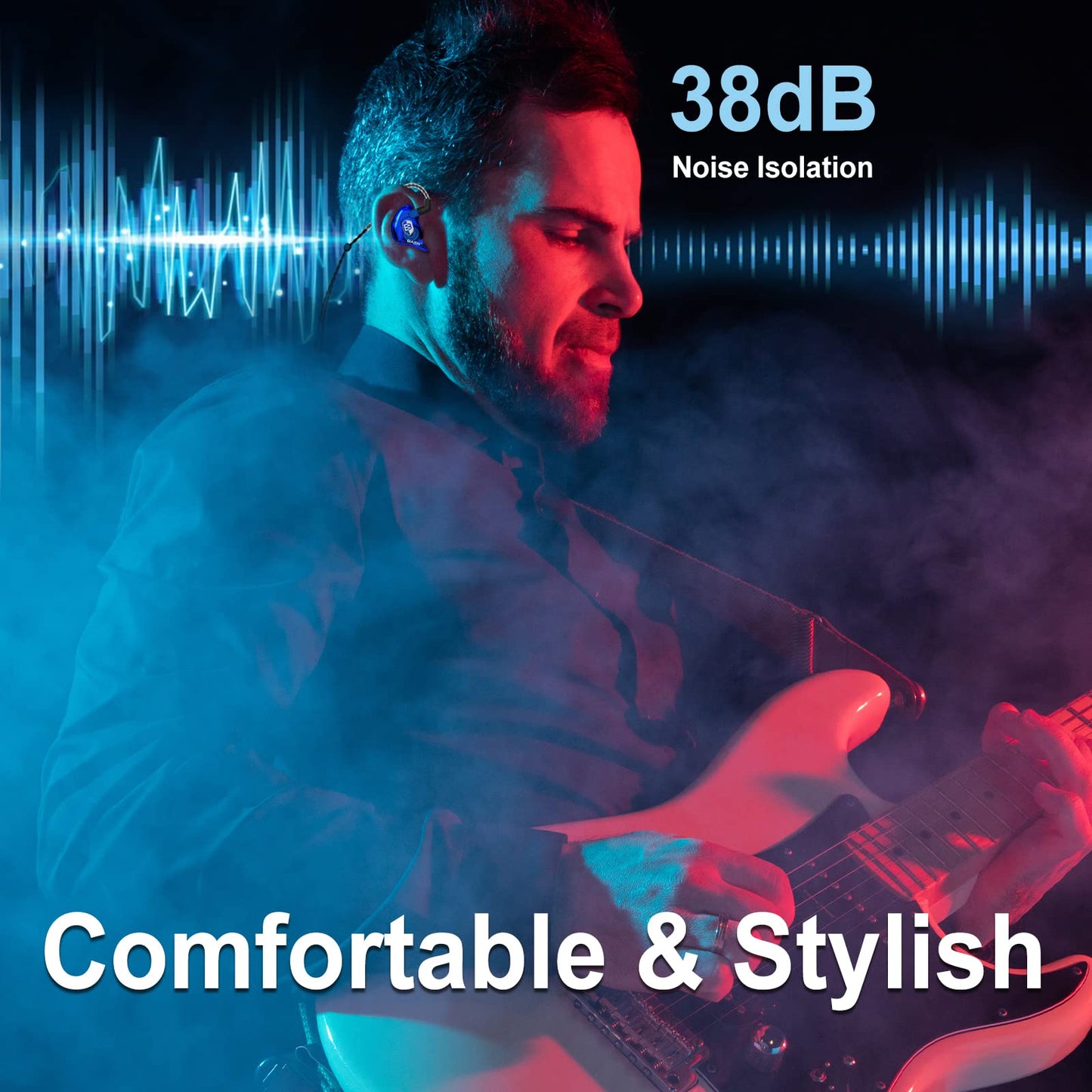 BASN in Ear Monitor Headphones for Musicians Audiophiles Drummers, Bsinger Pro Noise Isolating Earbuds with Dual Driver Dynamic Crystal Clear Sound