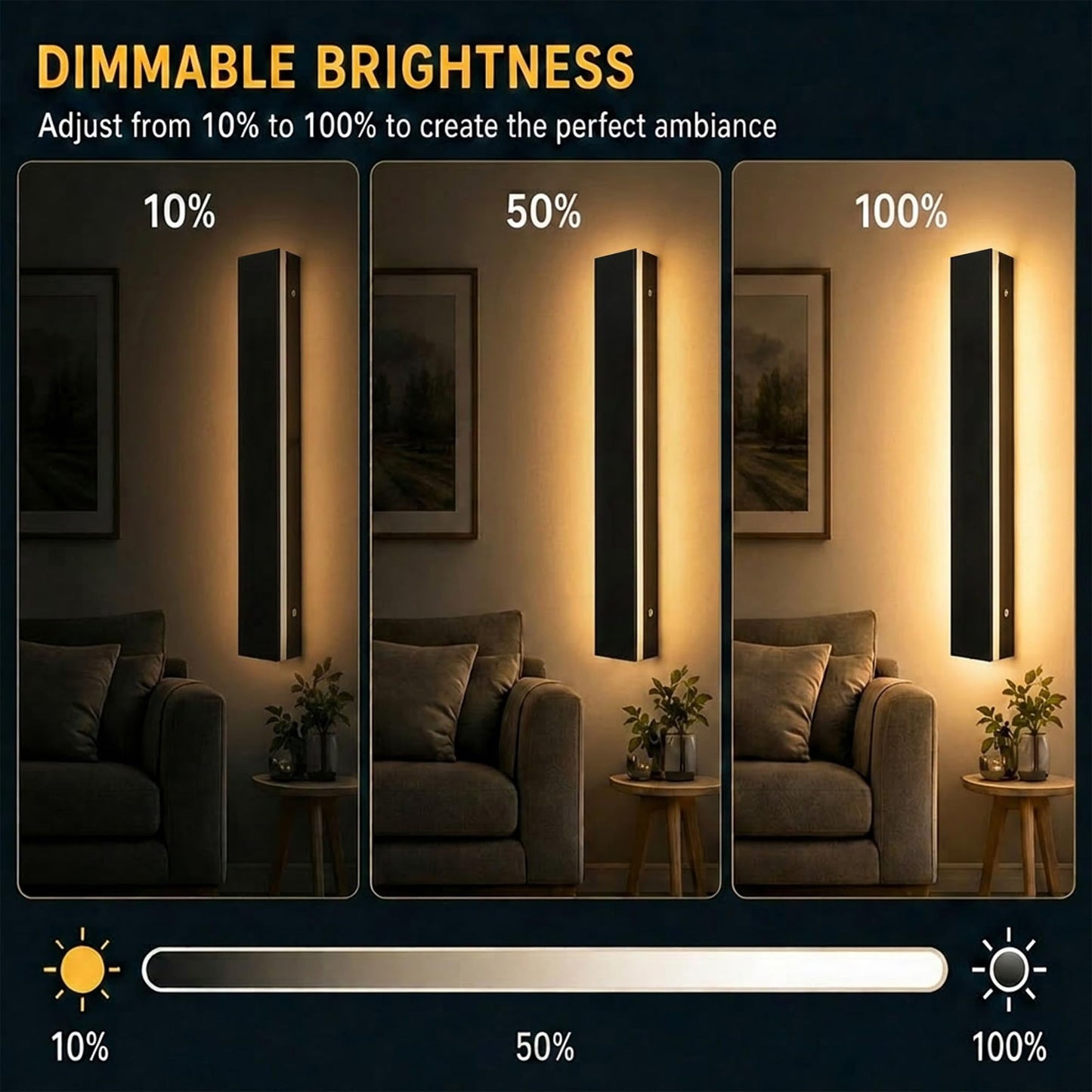 Levxhotty Upgraded 31inch 2pcs Modern Outdoor Wall Light,4.33 Inch Wide Dimmable Linear Outdoor Wall Sconce Waterproof Ip65,Black LED Long Outdoor