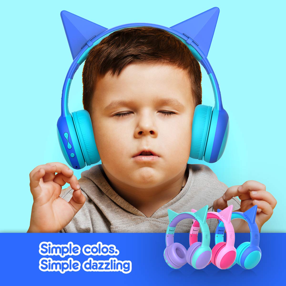 gorsun Kids Bluetooth Headphones, Portable Wireless Headset for Kids, Bluetooth 5.3, Over-Ear Toddler Headphones with Microphone, 85dB Volume Limited