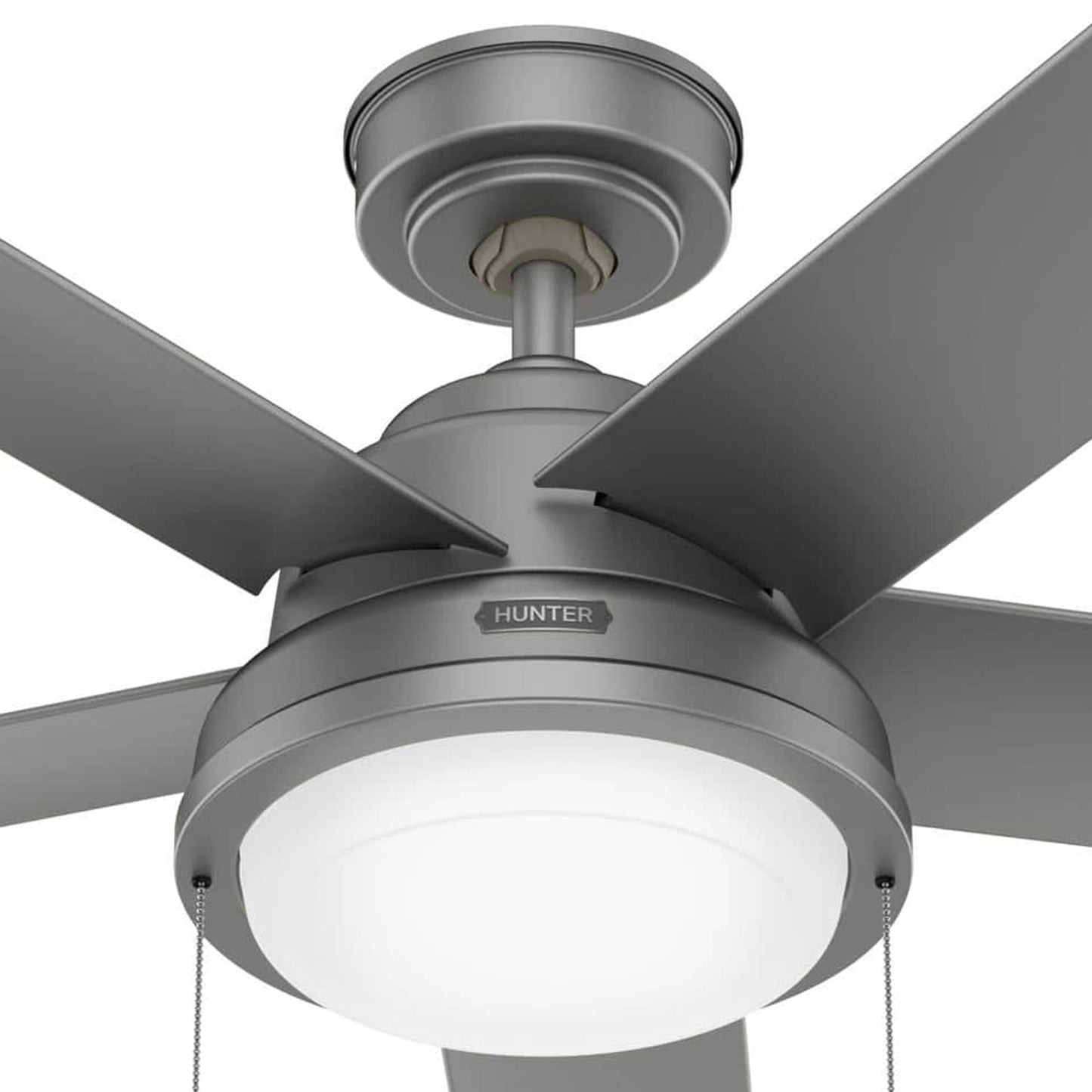 Hunter Fan 44 inch Matte Silver Indoor/Outdoor Ceiling Fan with Lights and Pull Chains for Living Room, Bedroom, Farmhouse, Porch, Kitchen (Renewed)