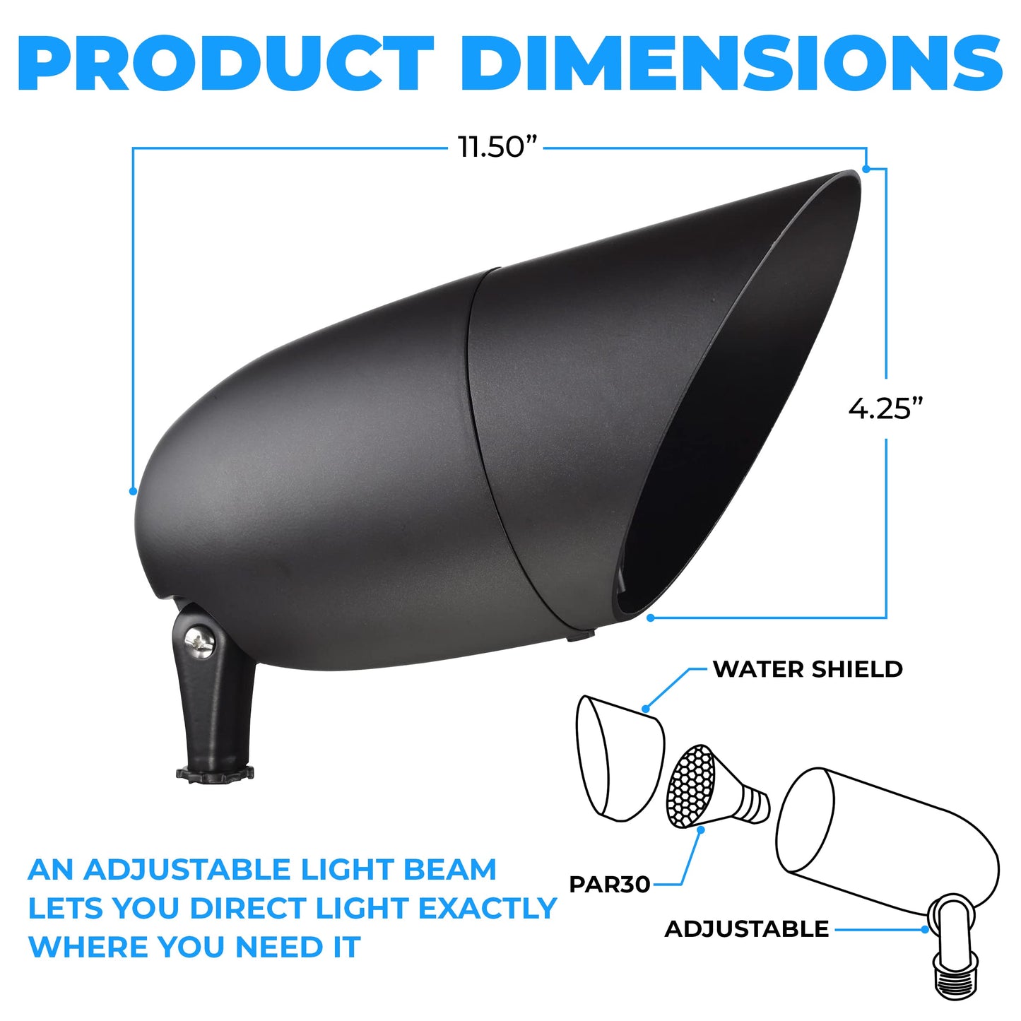 OHBULBS 1-Light Landscape Flood Light Fixtures - 75W Non-Dimmable Halogen Light Fixture - Outdoor Light Fixture - Ceiling Mount - Dark Bronze Finish