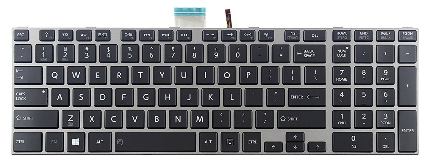 New Laptop Backlit Keyboard (with Frame) Replacement for Toshiba Satellite S850 S855 S855D S870 S875 S875D, US Layout Black Color