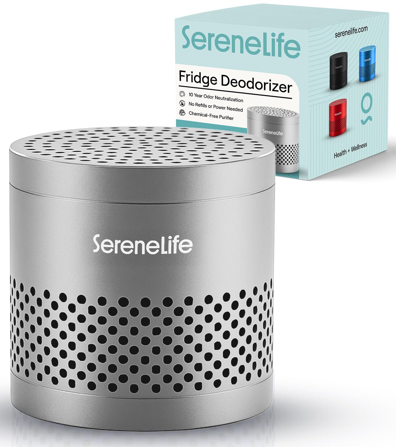 SereneLife Fridge Deodorizer & Odor Eliminator, Multi-Use Refrigerator Deodorizer Aluminum Pod for Freezer, Closet, Car, Shoes & Enclosed Spaces