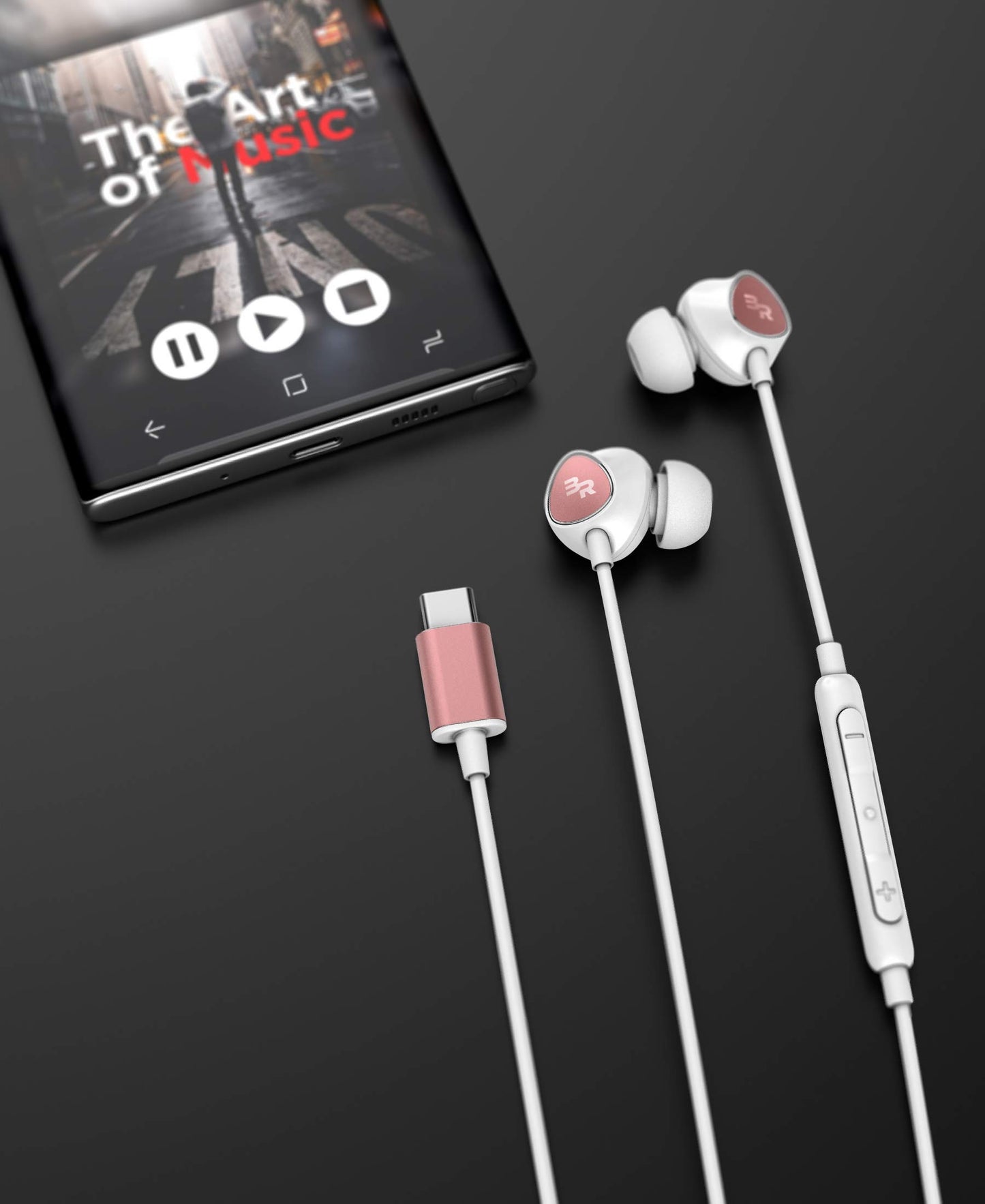 Bolle & Raven USB-C Headphones with Mic, in-Ear Wired Earphones with Inline Remote + Microphone for Type-C Phones Including Pixel 6/7/8 Pro, Galaxy