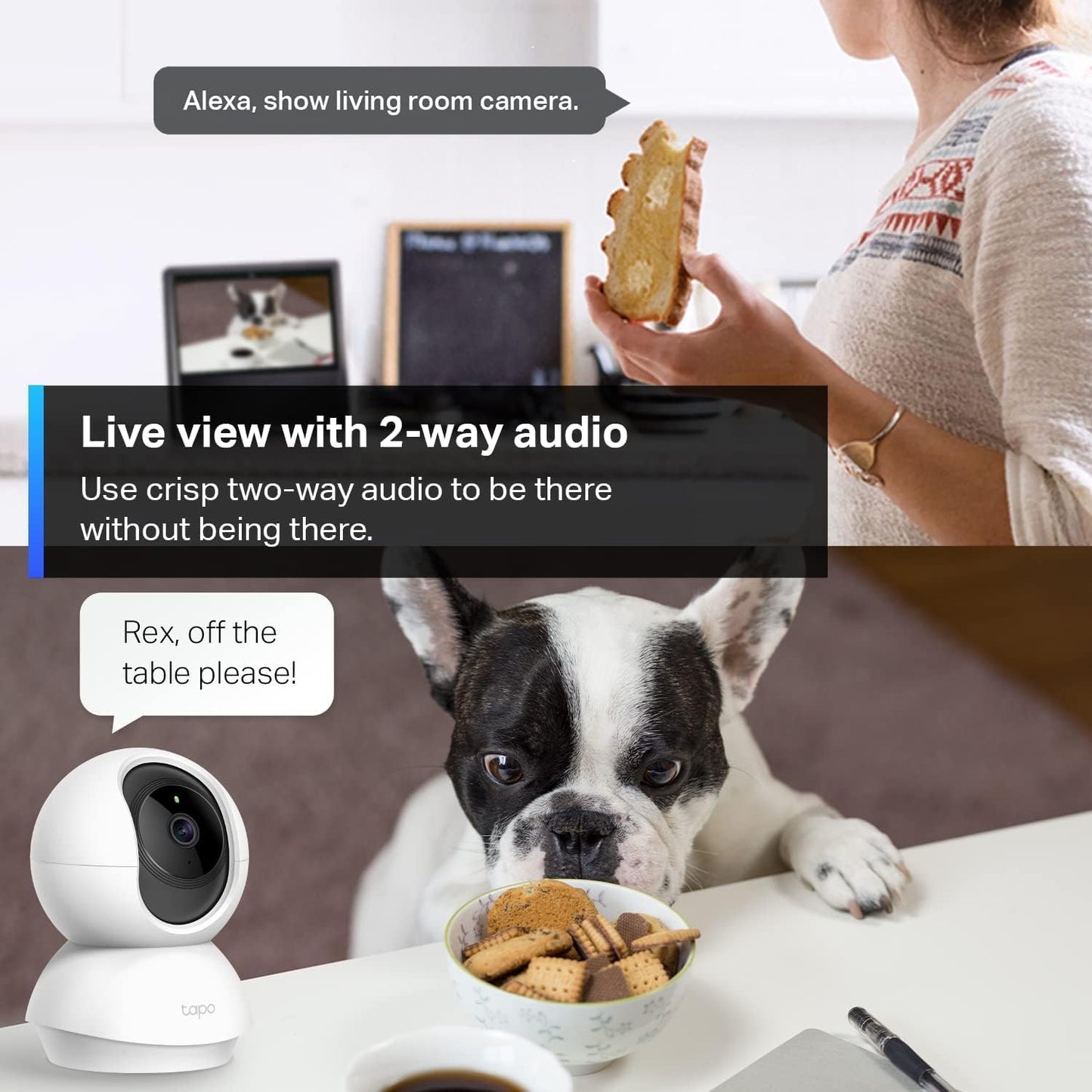 TP-Link Tapo Pan/Tilt Security Camera for Baby Monitor, Pet Camera w/Motion Detection, 1080P, 2-Way Audio, Night Vision, Cloud & SD Card Storage