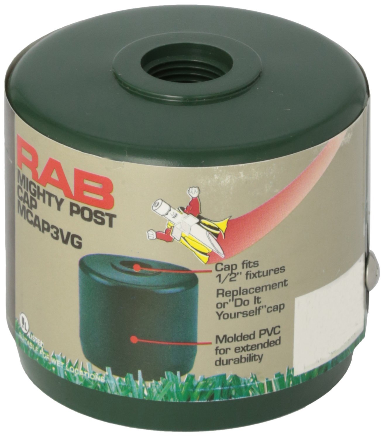 RAB Lighting MCAP3VG Mighty Post Cap for 3" Pipe, 2-7/8" OD, Verde Green, Multicolor
