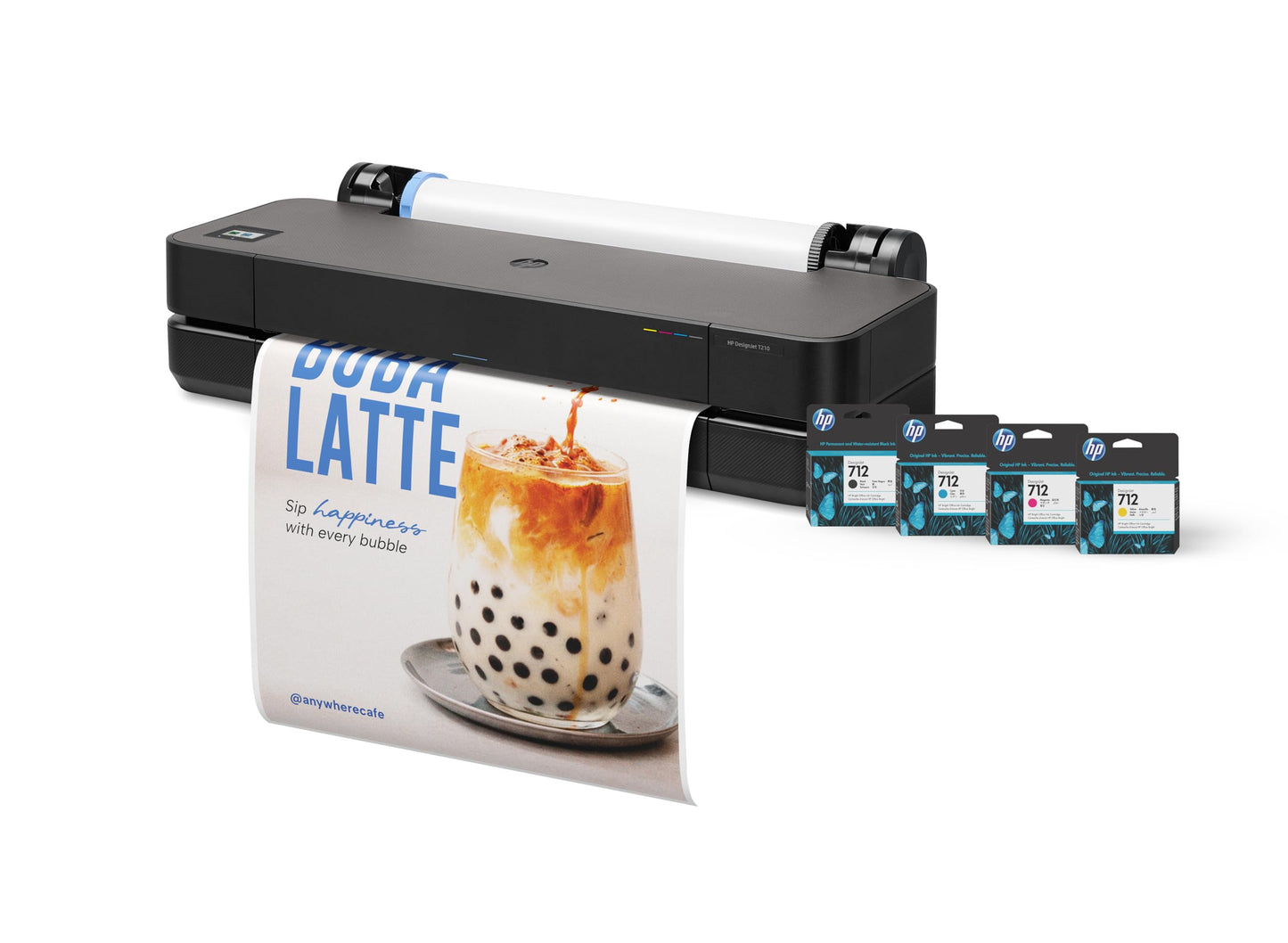 HP DesignJet T210 Large Format 24-inch Poster Printer, for Easy Poster & CAD Printing. Includes up to 1-Year of Ink (8AG32L) - New Model