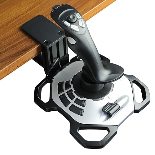 WELLMETE Clamp-on Desk Mount for Flight Sim Joystick-Compatible with Logitech G Extreme 3D PRO Joystick Adjustable Enduring Steel Mount Holder