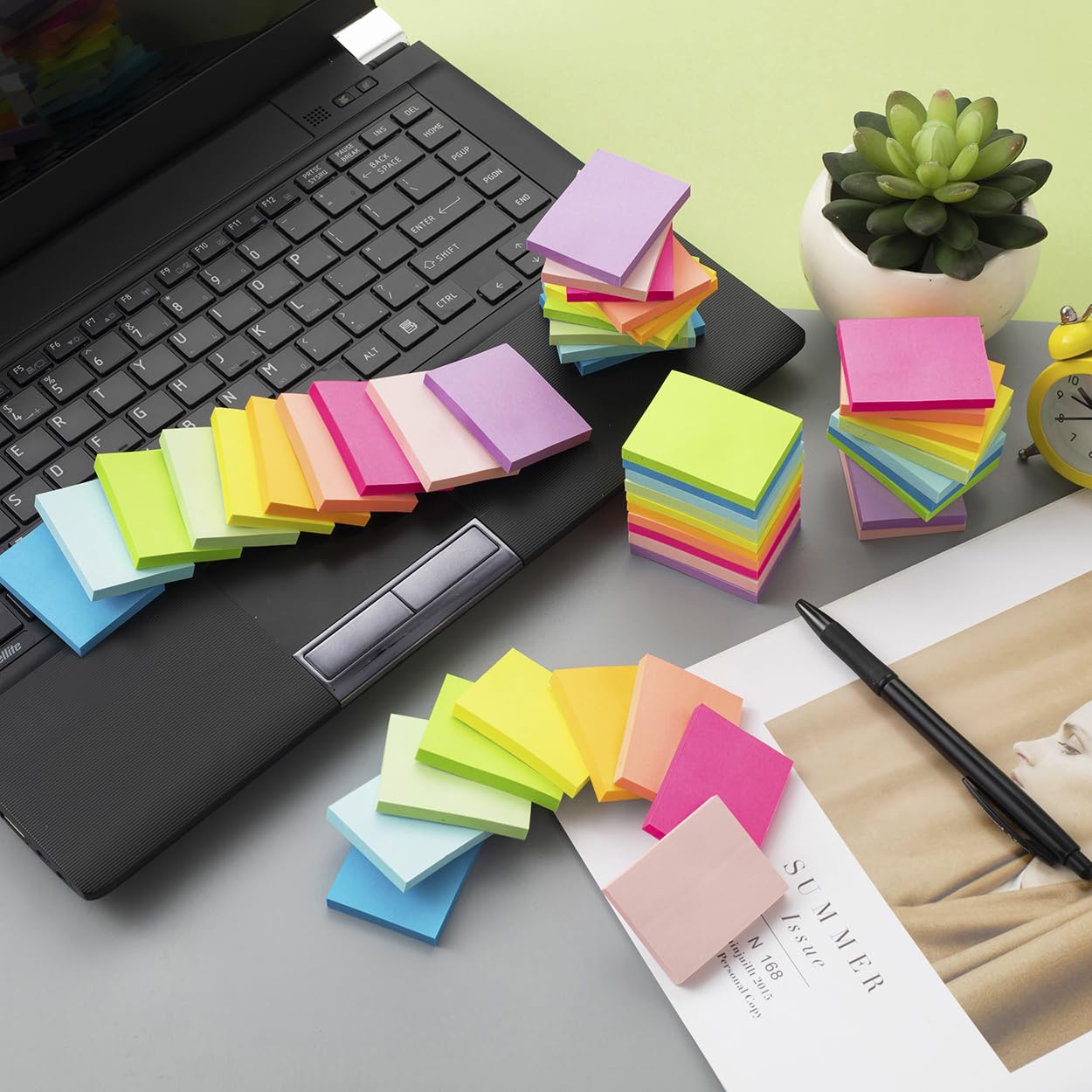 (50 Pads) Sticky Notes 1.5x2, 10 Colors Self Sticky Notes, Sticky Pads