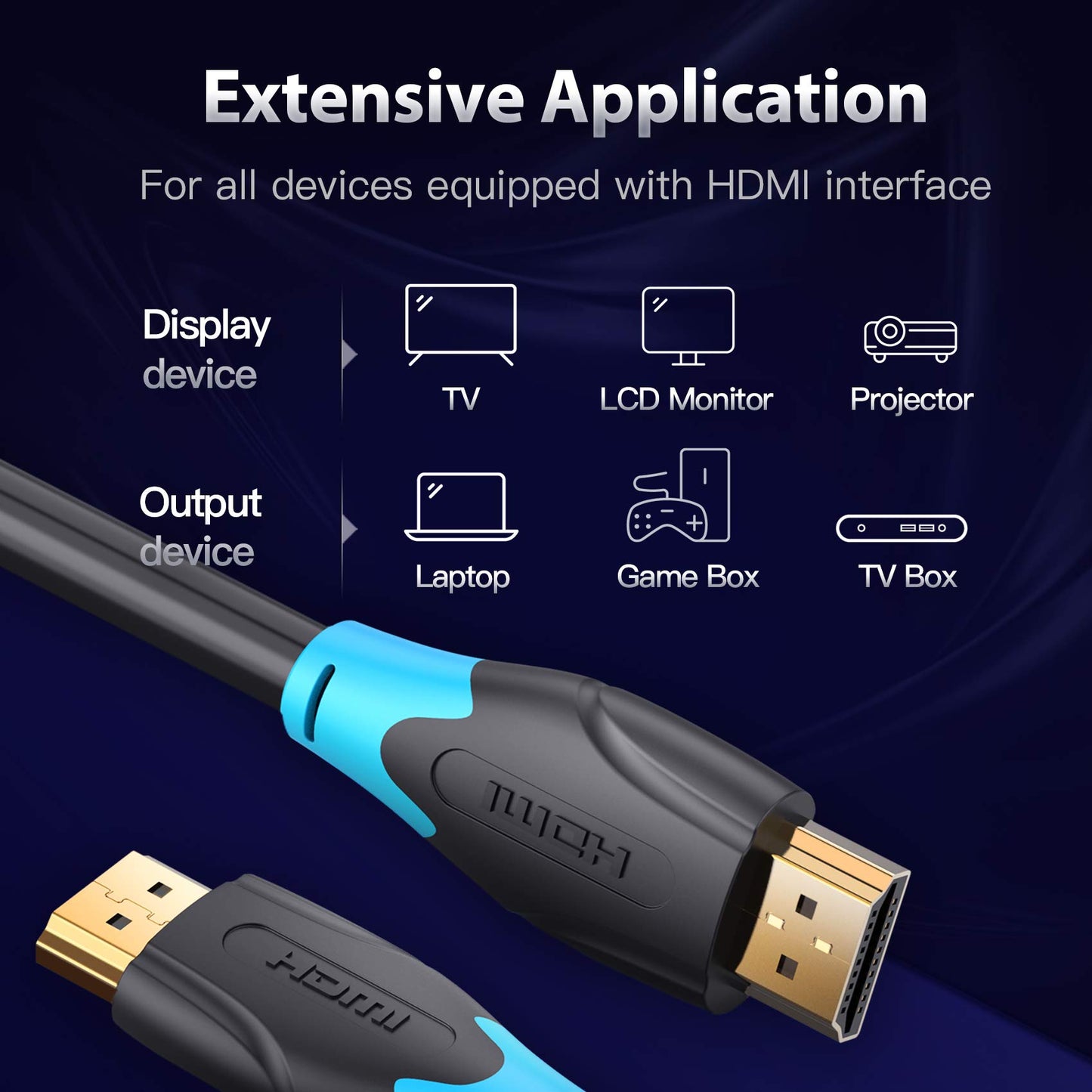 VENTION 4K HDMI Cable 3FT, 18Gbps High Speed HDMI Cord 2.0, Support 4K 60Hz Ultra HD 1080P 3D ARC Compatible for Monitor UHD TV PC PS5 PS4