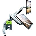 TechOrbits Universal Desk Mount for Dual Monitor - Fits Two 13-30" Monitors with Swivel & Clamp