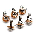 LOCHSOEL 6.35mm (1/4inch) Female Mono TS Socket Panel Mount Jacks, Patch Cables, Microphone Connector Adapter 6 Pack