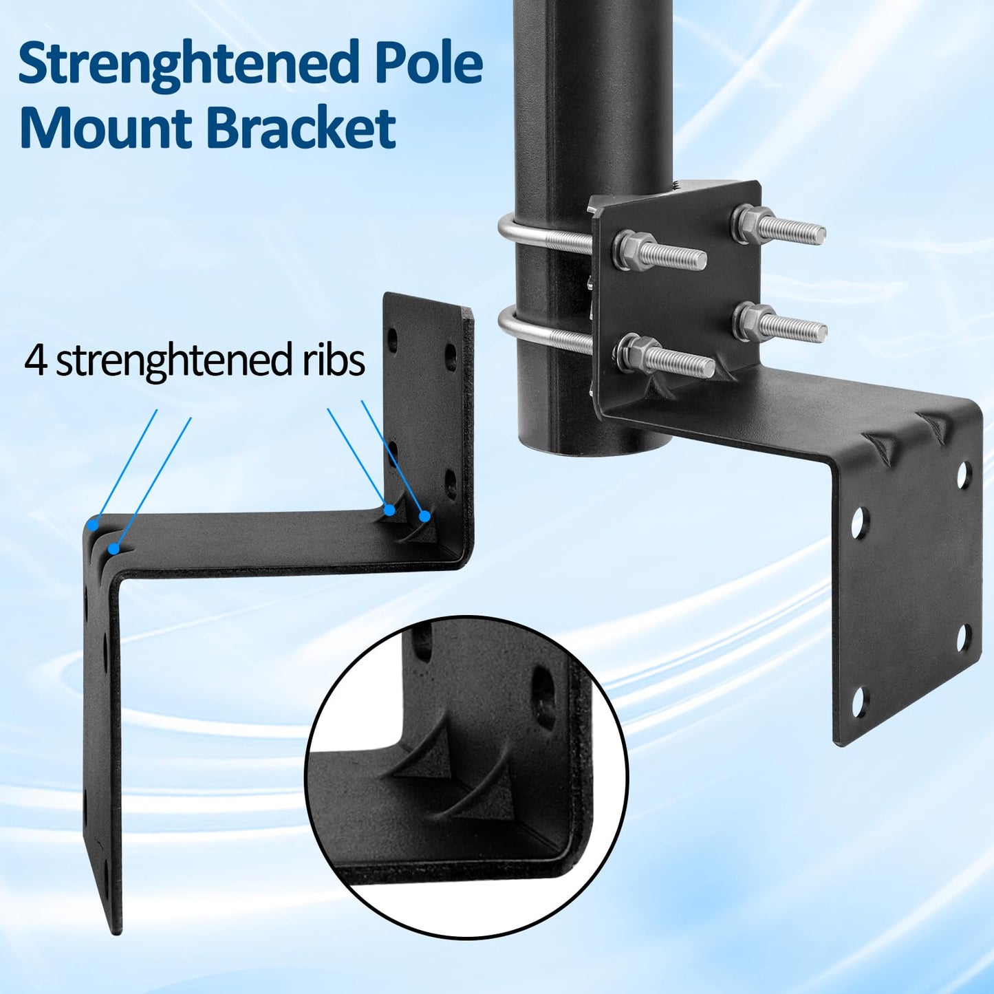 XRDS-RF Antenna Mounting Pole 16 inch, Heavy Duty 16'' Antenna Pole Universal Weather Proof Pole Mount Bracket for Outdoor Antenna