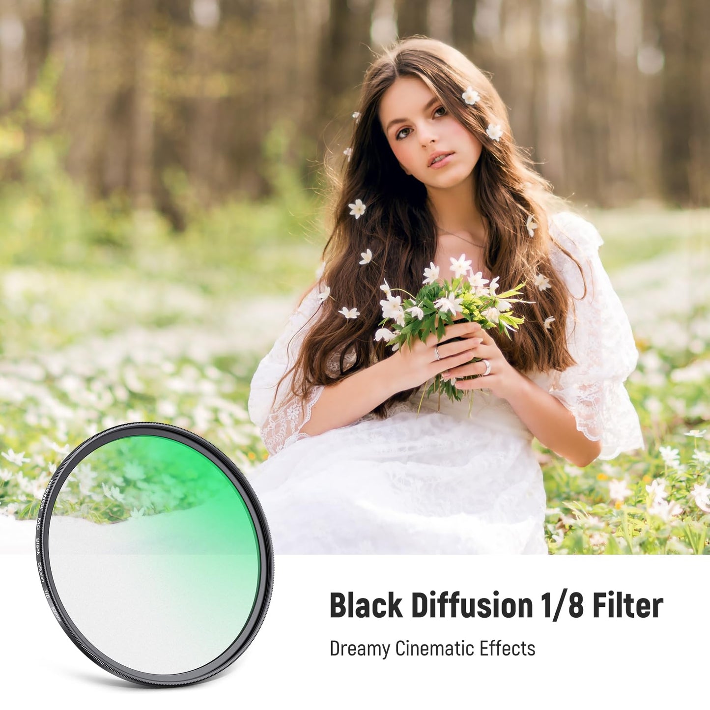 NEEWER 82mm Black Diffusion 1/8 Filter Soft Dreamy Cinematic Effect Filter Ultra Slim Water Repellent Scratch Resistant Optical Glass, Multi Nano
