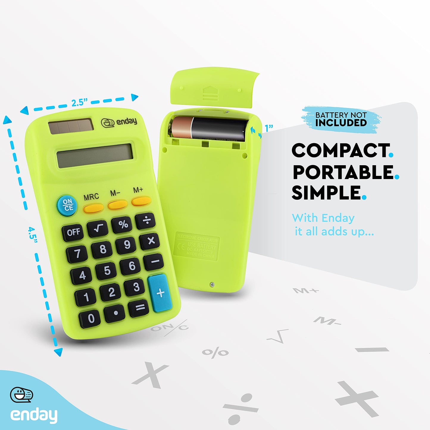 Pocket Size Calculator 8 Digit, Dual Power, Large LCD Display, School Student Desktop Accounting Office Calculators (Pack of 6) - by Emraw