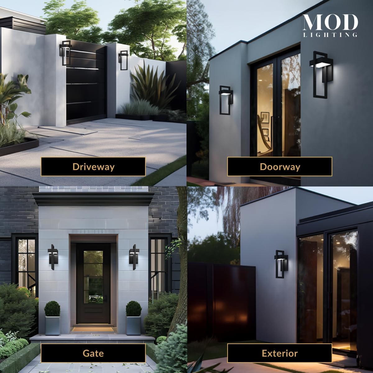 MOD LIGHTING Terri Wired LED Outdoor Sconce Lights (1-Pack), 14" Water Resistant Outdoor Wall Lights, 3000K Warm White Exterior Sconces for Patio
