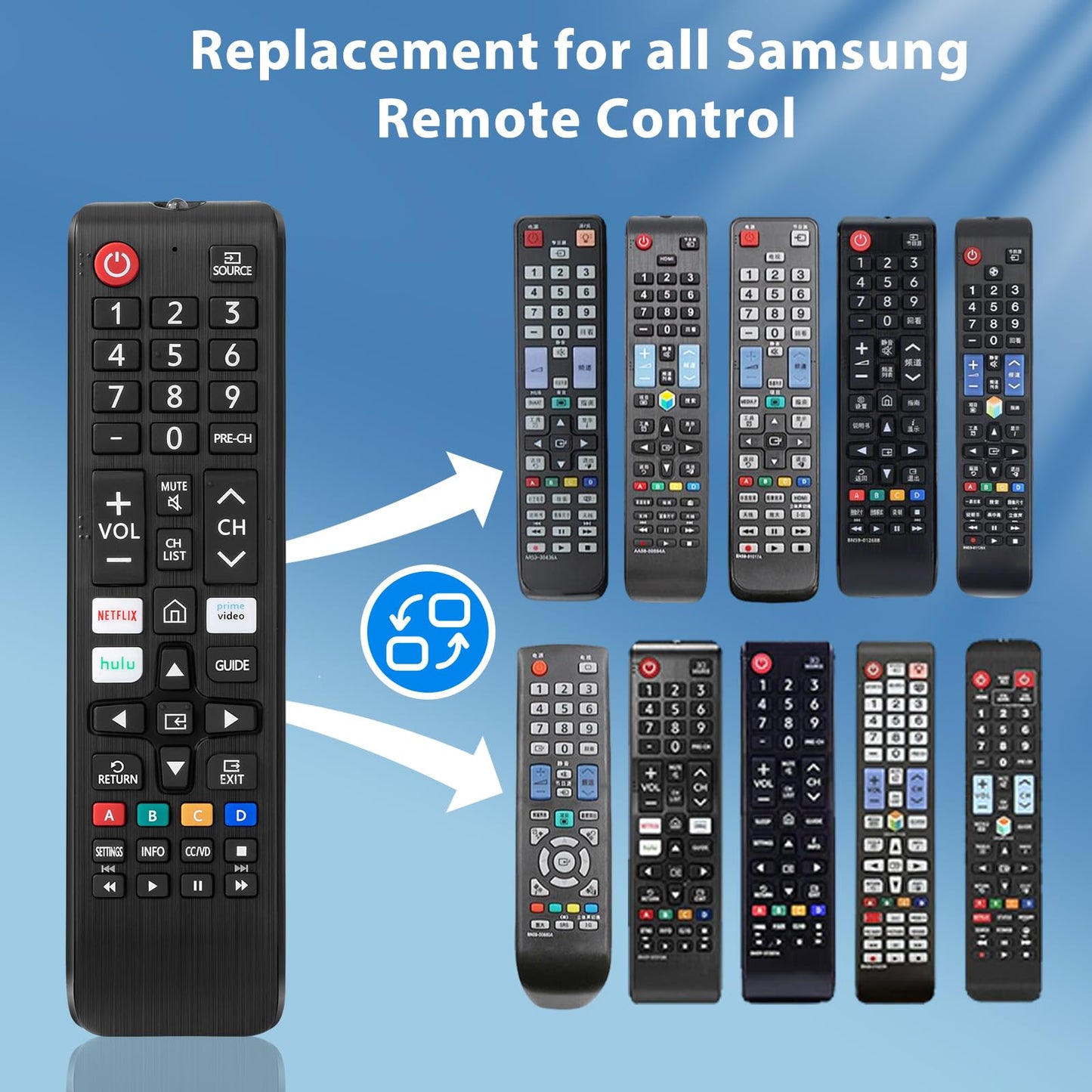 New Universal Remote Control for Samsung TV Remote, Compatible with All Samsung Smart TV, LED, LCD, HDTV, UHD, 3D Smart TVs Models, Series TVs