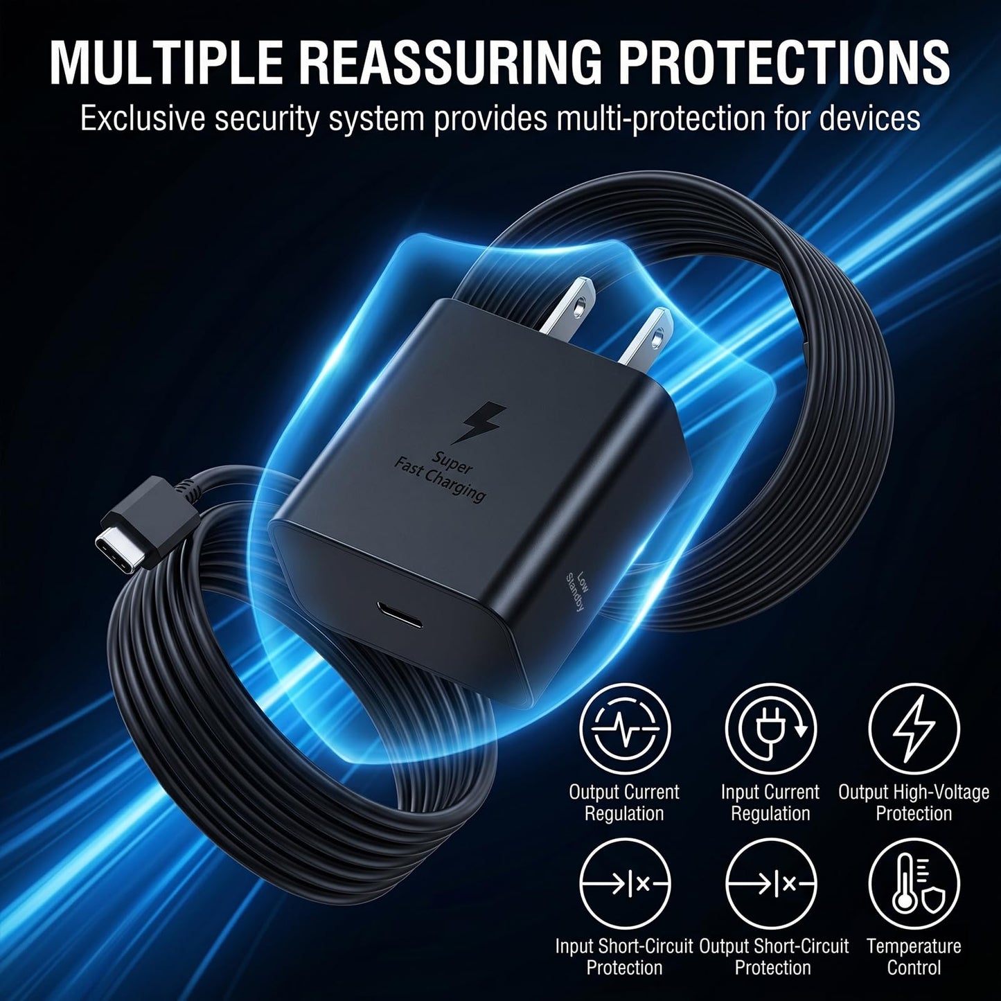 Samsung 60W PD Power Adapter-Low Standby USB-C Port Fast Charging Android Phone Charger Block Whit 10ft c to c Cables for Samsung Galaxy S26