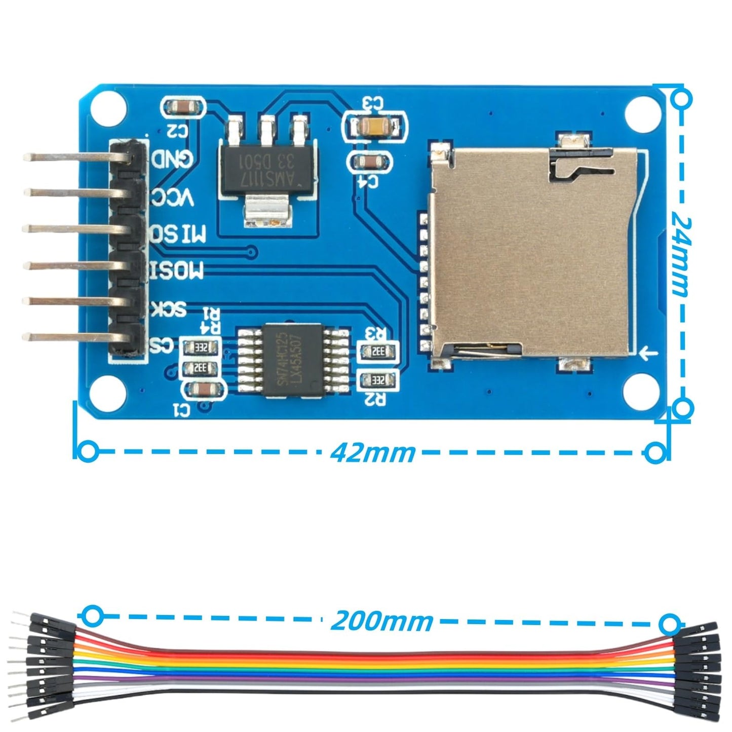 MTDELE 10Pcs Expansion Module Compatible with Micro SD and TF Card, 6 Pin SPI Interface Supports Micro SD and SDHC Card Compatible with for Arduino
