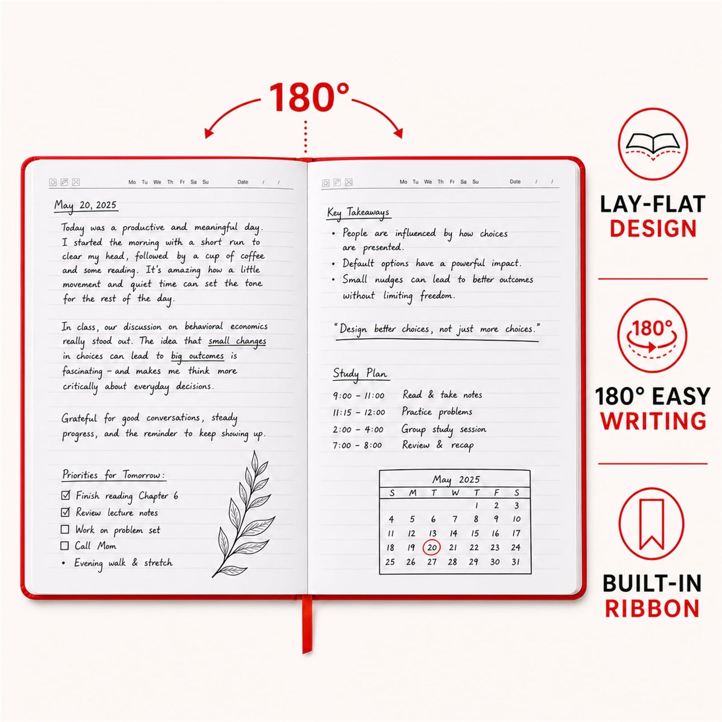 SUIN Hardcover-Journal-Notebooks, A5 Lined Journals Notebook for Writing 200 Pages, 8.2 x 5.5 inch, Classic Ruled Notebooks for Work/Travel/College