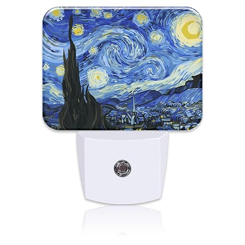 Uiaoiais Starry Sky Abstract Painting Plug in Night Lights, Starry Sky Nightlight Plug Into Wall Dusk to Dawn Sensor for Kid Girls Boys Women Men