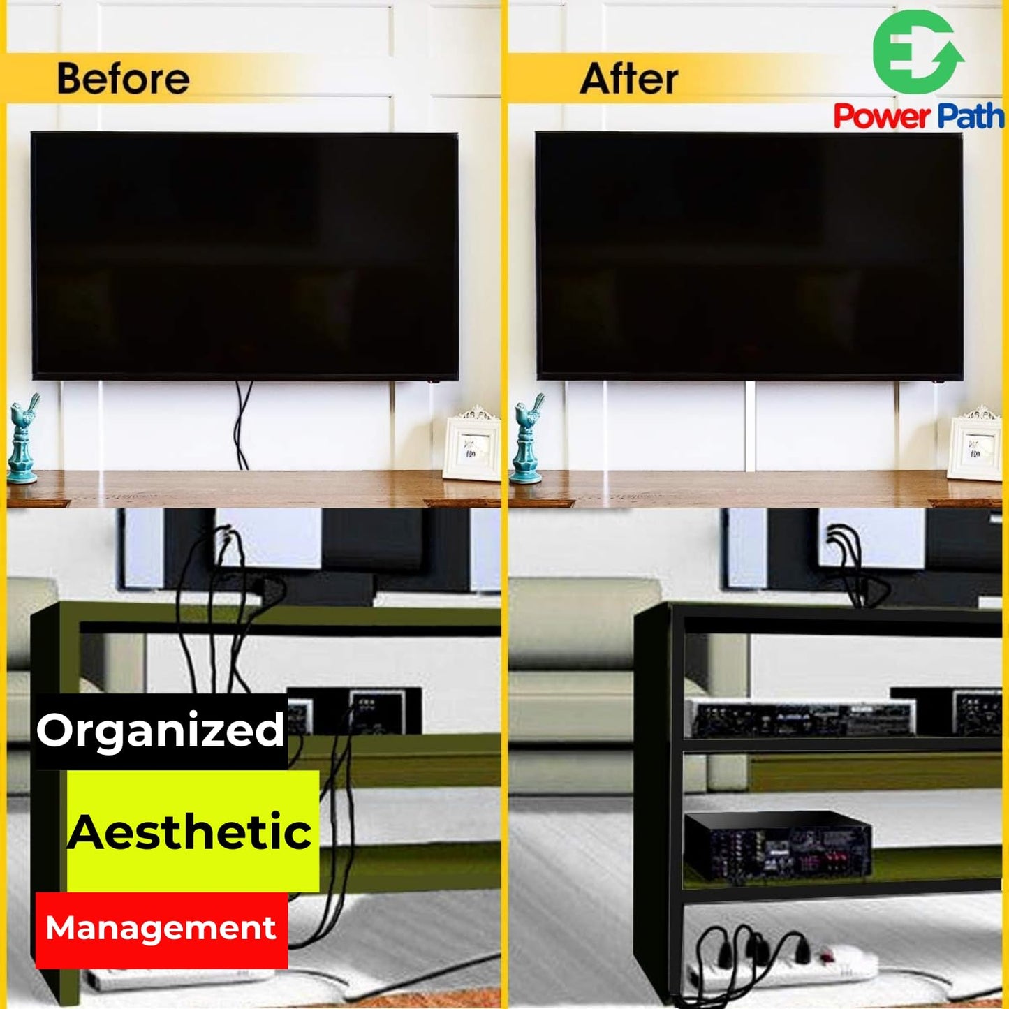 Cable Management Kit | 20 Pack x 15.7” PVC Wire Hider with Connectors | T & L Corners | Inside & Outside Corners | Screws | Paintable Wall Cord Cover