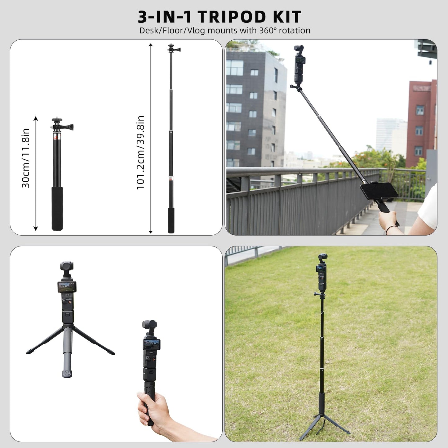 BRDRC 22 in 1 Pocket 3 Accessories Kit, Including Hard Case, Suction Car Mount, Tripod, Magnetic, Desktop Base, Selfie Stick, Chest Head Strap, Pocket