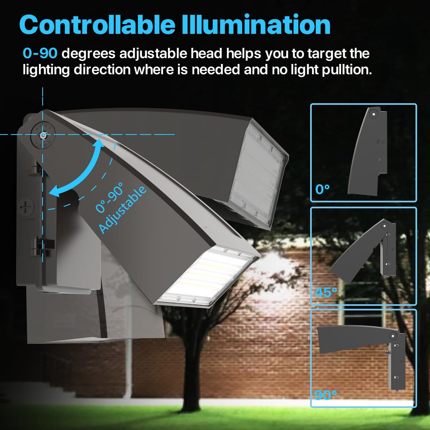 HYPERLITE LED Wall Pack Light: 40W 5200lm ETL Approved - IP65 Waterproof Full Cut-Off Adjustable Wall Pack LED Exterior Light for Garage House