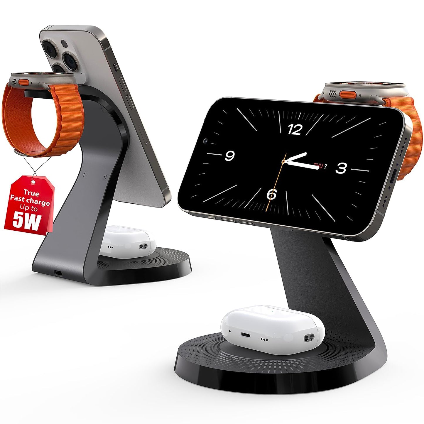 3 in 1 Charging Station for Apple Devices,Mag-Safe Charger Stand Fast Charging,Wireless Charger for iPhone 16/15/14/13/12 Series,& AirPods