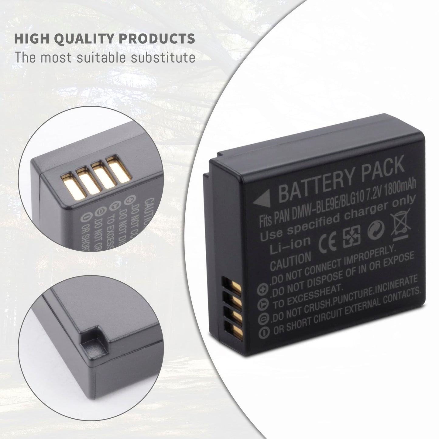 DMW-BLG10 DMW-BLG10PP DMW-BLE9 Battery 2 Pack Replacement Compatible for Panasonic DC-G100 DC-ZS80 DC-GX9 DC-LX100 II DC-ZS200 DC-ZS70 DMC-GX80