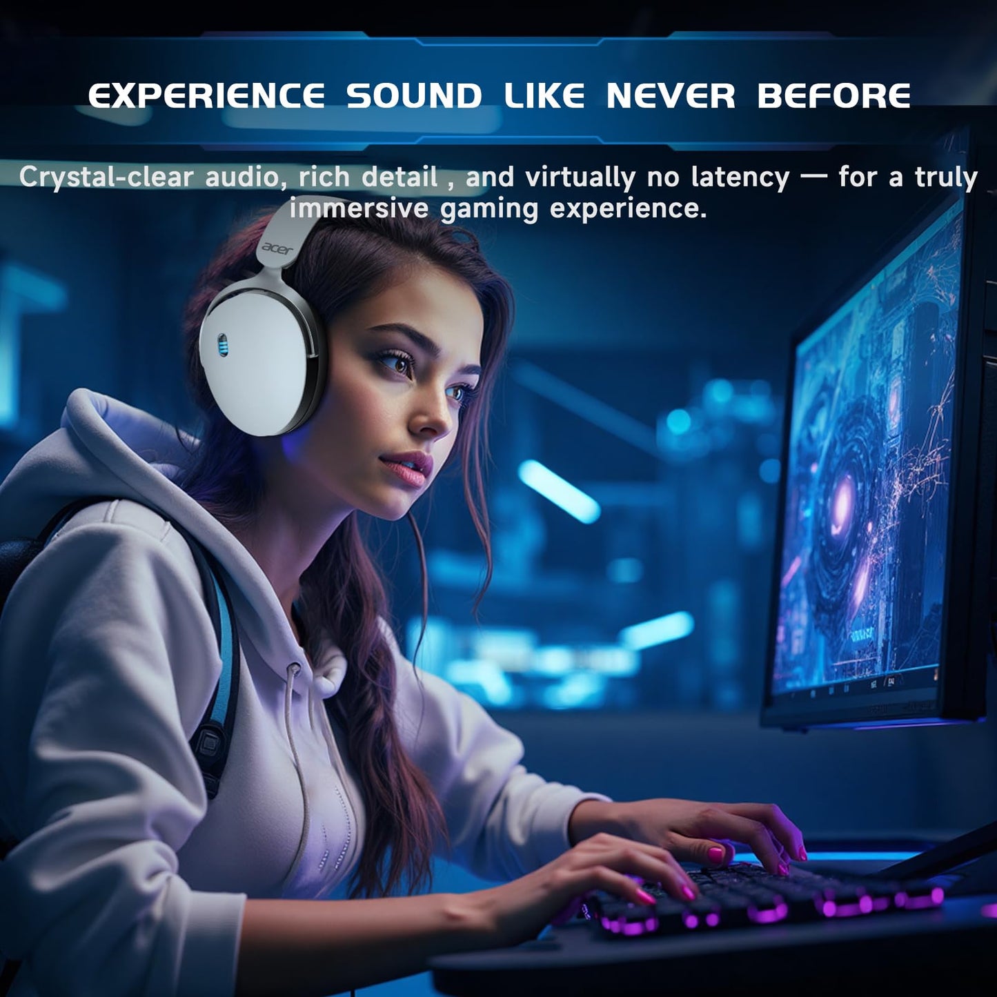 acer 2.4GHz Wireless Gaming Headsets for PS5, PS4, PC, Switch, 3 in 1 Gaming Headphones with Noise Canceling Mic, Stereo Sound, 40+Hr Battery, 50mm
