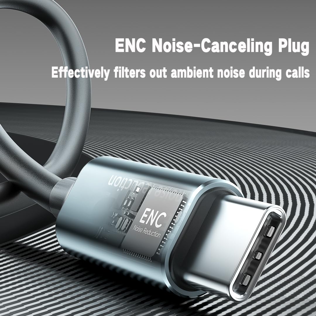 Dynamic bass ENC Noise cancelling Wired Earbuds USB C - Microphone Call Noise Cancellation, Noise-Isolating In-Ear Type C wired Headphones with DAC…