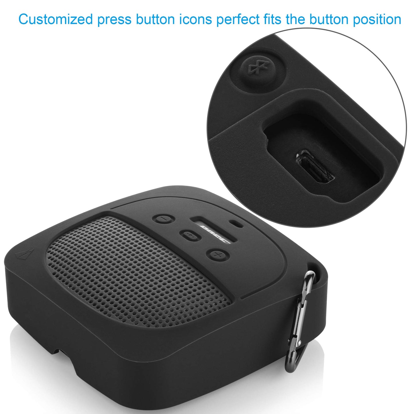 TXEsign Silicone Case Sleeve Compatible with Bose SoundLink Micro Waterproof Portable Speaker, Full Protective Stand Up Case Shockproof Travel Carry